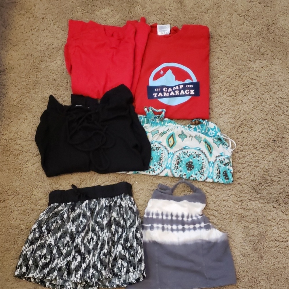 Shirts and a pair of shorts.